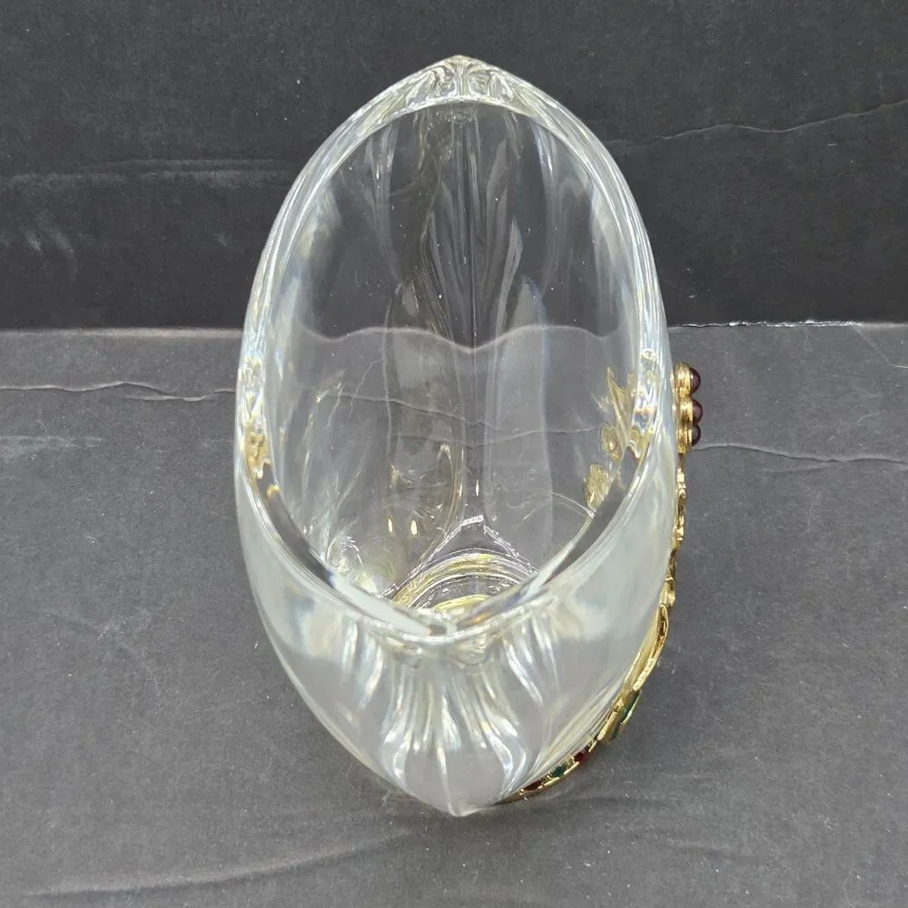 Teleflora Fine Bohemian 24% Lead Crystal 4 1/4"T X 5 1/2"L X 2 3/4"W Dish Vase - Picture 7 of 13